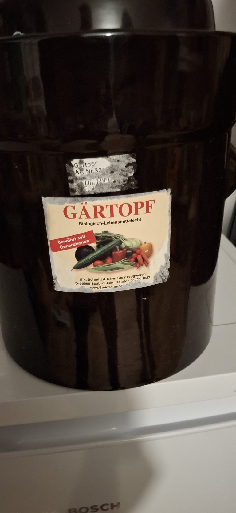 Verkaufe einen Gärtopf mit 10 l Inhalt